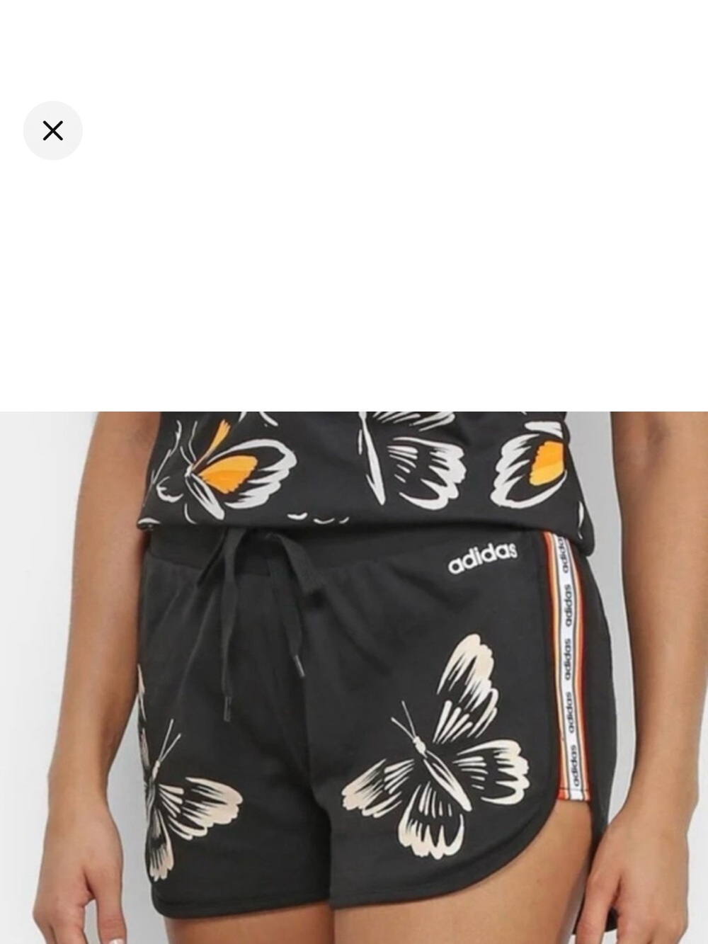 Adidas x FARM RIO Black Butterfly Graphic Side Spellout Shorts Size Small S